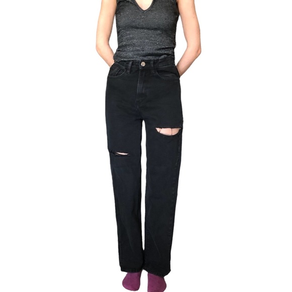 Prettylittlething Petite dark high-waisted distress jeans - Picture 2 of 15